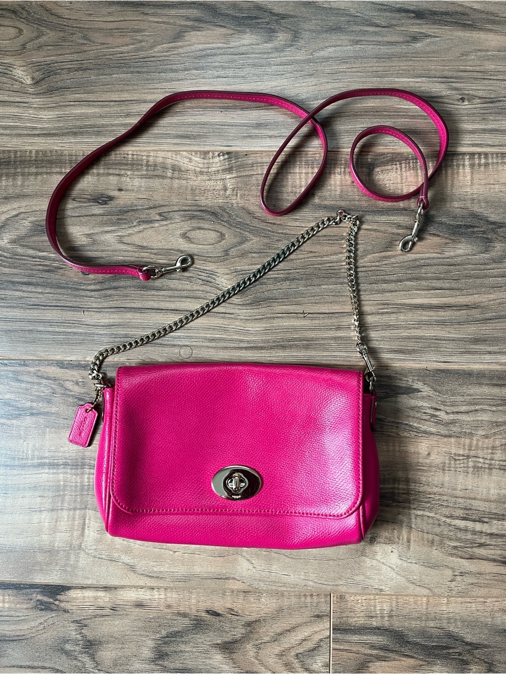 Coach Hot Pink Pebble Leather Crossbody Bag FREE SHIPPING